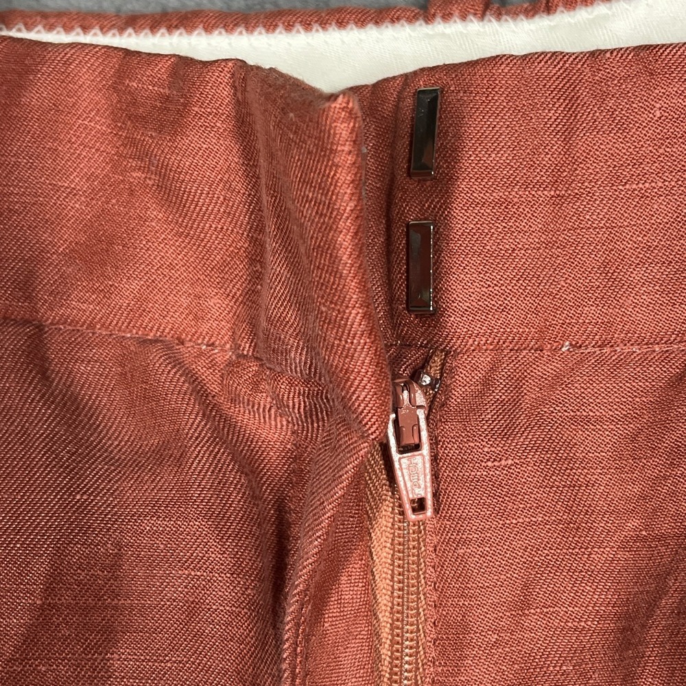 J.Crew Womens Rust Orange Linen Cupro Blend Pleated Wide Leg Pants Size 8 - Picture 5 of 11